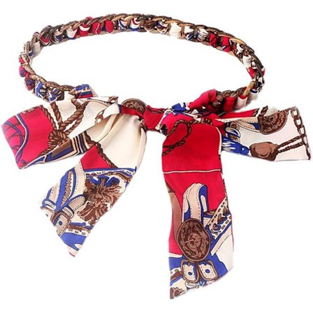 (sort) Farverig tørklæde bredt vævet bælte til kvinder dekorativt kjolebælte jeansbælte tilbehør