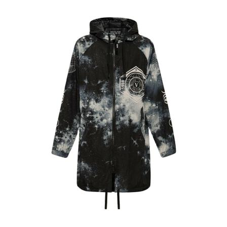 Versace Jeans Couture, Patterned long jacket Zwart, Heren, Maat:L