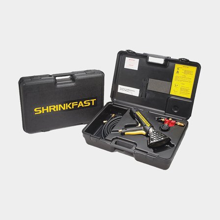 Värmepistol för krympplast ShrinkFast 998, gasoldriven, 62 kWh, komplett paket med brännare, slang, regulator, manometer och väska