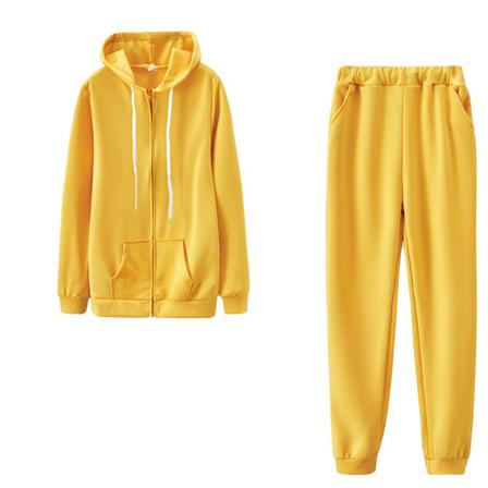 Dam Full Zip Långärmad 2piece Outfit Enfärgade Sweatsuits