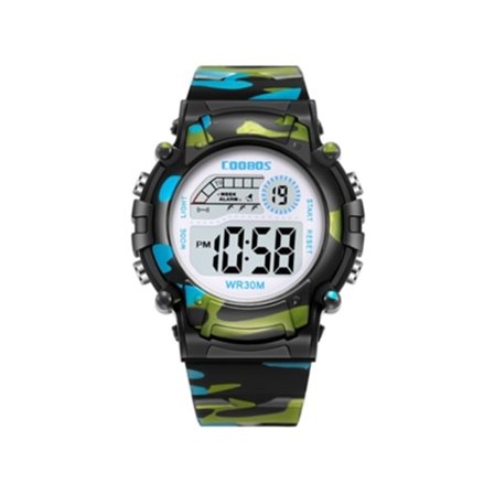 Lasten kello pojille, digitaalinen kello lapsille, opiskelijakello lapsille, muotikello LED-yövalolla, musta