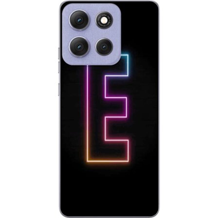 Kompatibel Mobilcover til Motorola Motorola Moto G86 Minimalistisk neonbogstav E i lyse farver mod mørk baggrund i moderne og stilren design