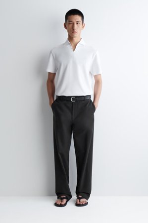 COS Homme Polo En Piqué En Tissu Technique in Blanc