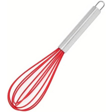 (Punainen) 25cm Silikoninen ja Teräksinen Kahvainen Keittiövatkain/Klassinen Käsivatkain
