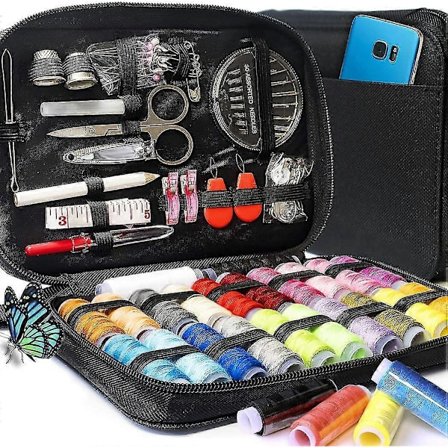 Syutstyr Premium Reparasjonssett - Komplett Nål- og Trådsett for Sying med Over 100 Forsyninger og 24-fargers Tråder - Syskrin for Voksne for Raske 