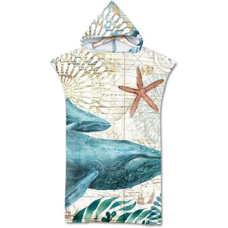 1PC Whale Surf Poncho Handduk, Mikrofiber Snabbtorkande Tyg Surfing