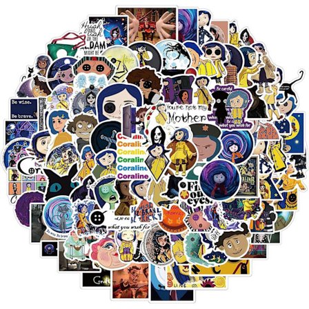 Coraline vanntette klistremerker (100 stk) for Hydroflask vannflaske estetiske vinyl klistremerker bærbar skateboard bagasje for tenåringer barn/Cor