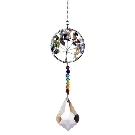 Hängande Suncatcher Life Tree Crystal Stone Beads Prism Pendant