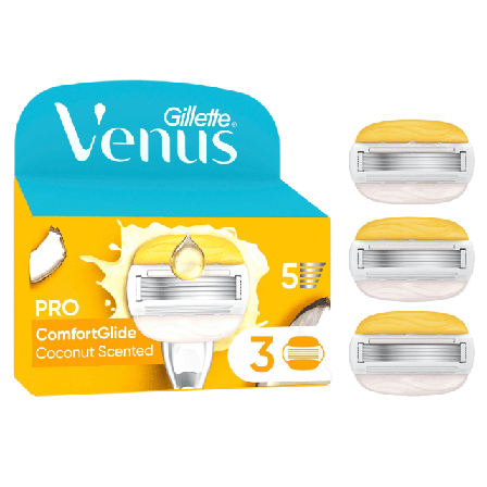 Venus Gillette Pro ComfortGlide Coconut & Olay rakblad, 3 st Hårborttagning Dam 3ST