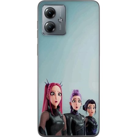 Yhteensopiva Puhelinkuori Motorola Motorola Moto G14 Kolme animoitua naista, joilla on värikäs tukka futuristisessa tyylissä ja yllättyneet ilmeet