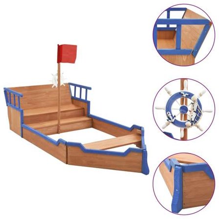 VidaXl Sandlåda Piratskepp Furu 190X94,5X136 Cm - Litenleker