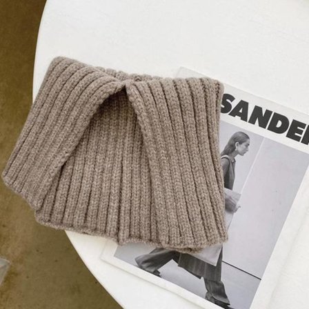 Strikket skjerf med høy hals KHAKI 1 1 khaki[BT}