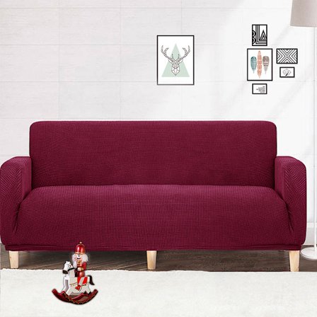 Vinröd; Fyrsitssoffa (235×300 cm); Sofföverdrag, universaltyg, enkel-/dubbel-/tresitsig, elastisk, heltäckande, anti-kattklösskydd
