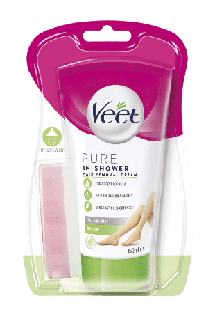 Veet Pure Hårborttagningskräm för Duschen Ben & Kropp Torr Hud Hårborttagning Dam ONESIZE