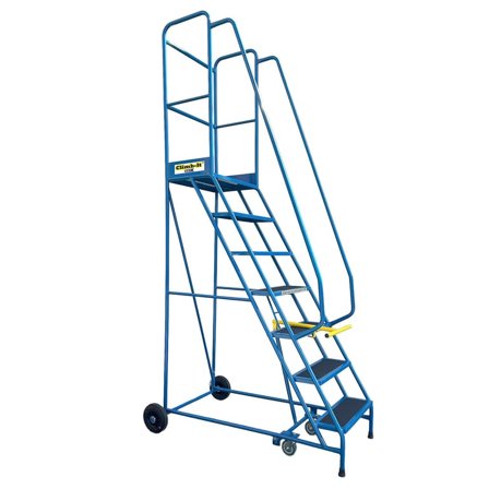 Warehouse safety steps, anti-slip, 7 treads, H 1750 mm, blue