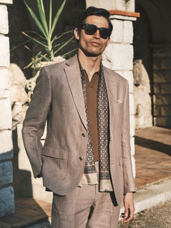 John Henric Men's Beige Blazer Linen Size 50