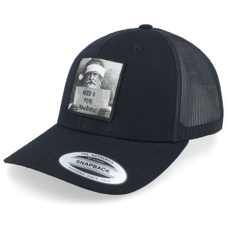 Ho-Ho-Hats - Svart trucker Keps - Hobo Santa Need Cash For Benz Black Trucker @ Hatstore