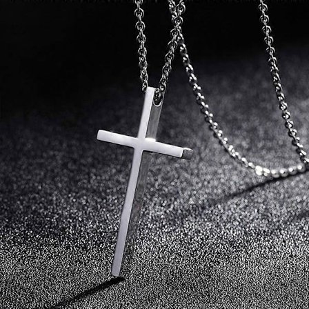 Titanium Stål Kors Vedhæng Halskæder Til Mænd Kvinder Sølvfarvet Kæde Kristen Bøn Halskæde Minimalistisk Smykkegave