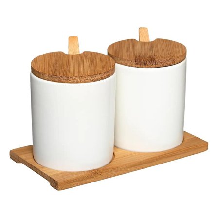 Bambu- ja posliinimaustepurkit - 2 kpl