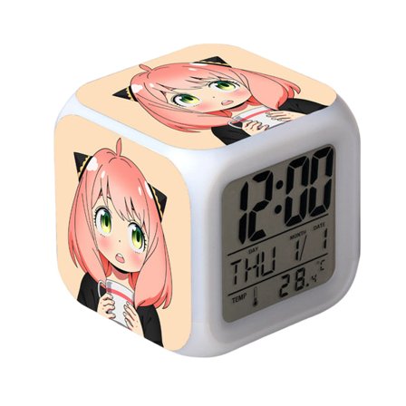 Wekity Anime Alarmklokke One Piece LED firkantet klokke Digital alarmklokke med tid, temperatur, alarm, dato