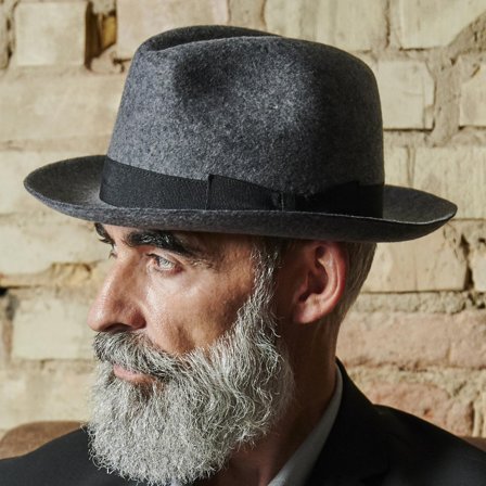 Pălărie Fedora Filippo Moda gri cu margini nefinisate pentru bărbați