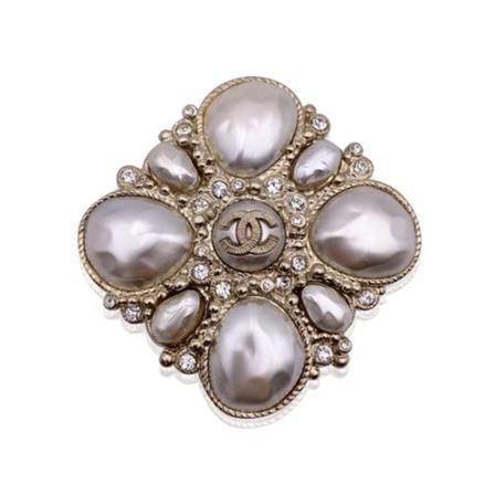 Chanel Vintage Pre-owned Metal Brooch Gul, Dame Vintage Smykker, Størrelse: ONE Size