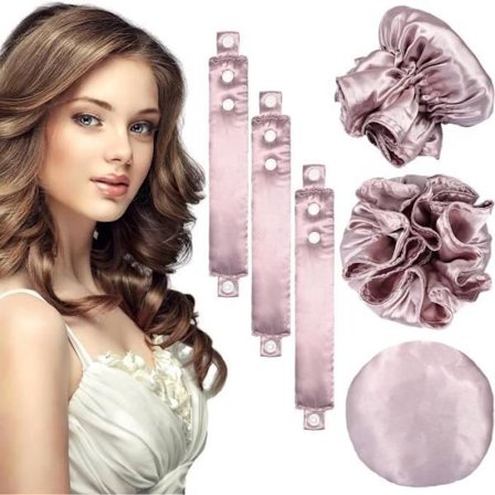 Varmløse Hårkrøller, 3 stk. Varmløse Hårkrøller i Sateng, Varmløse Hårkrøller for Hår over Natten