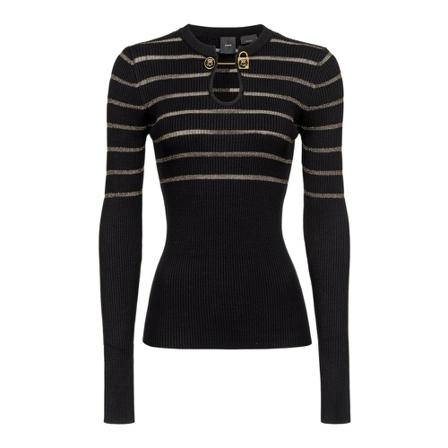 Pinko, Round-neck Knitwear Zwart, Dames, Maat:S