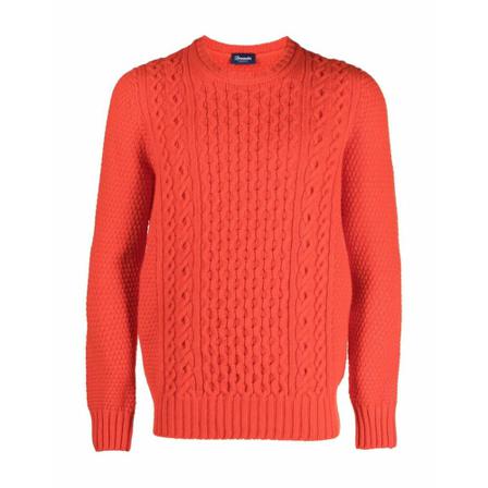Drumohr, Round-neck Knitwear Oranje, Heren, Maat:S