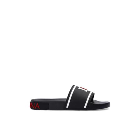 Dolce & Gabbana Rubber Beachwear Sliders svart, Dam Flip-flops, Dam, Storlek: 37 EU