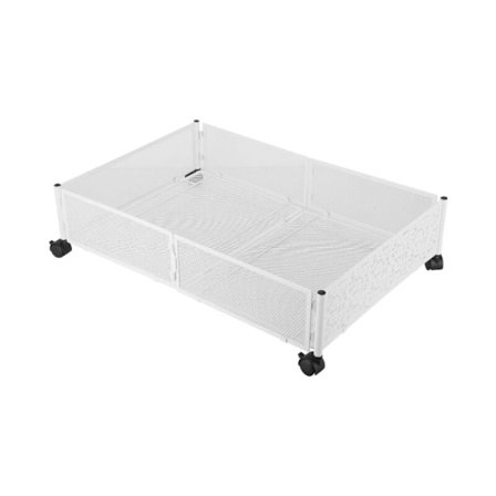 Oppbevaring under seng med hjul, metallboks for oppbevaring under seng, verktøyfri montering for soverom, klær, sko, dagligvarer, hvit, 