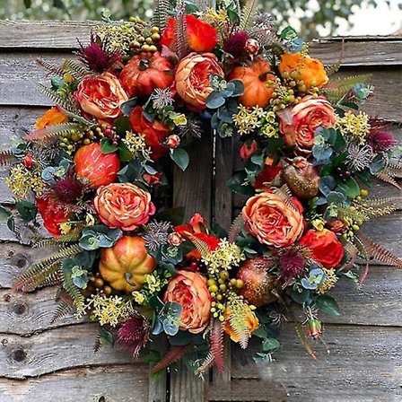 Høstkrans til inngangsdøren Stor gresskar krans Thanksgiving krans Høst 45cm (FMY)