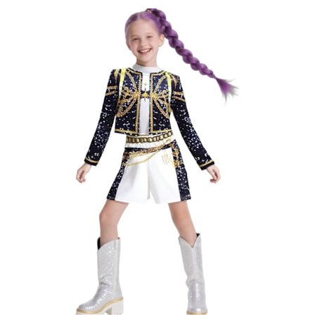 Flickor Barn Demon Costume Hunters Cosplay Kostym Halloween Topp Byxor Komplett Set Outfit