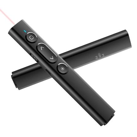 Trådløs presentasjonsfjernkontroll med multimediefunksjon, presentasjon og mediemodus, rød laserpeker [DB] black