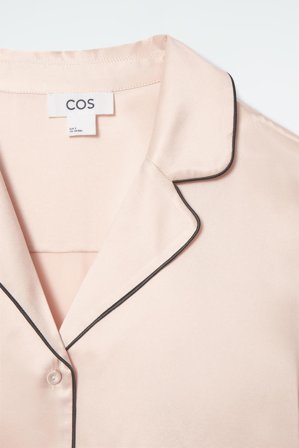 COS Jedwabna Koszula Od Piżamy Z Wypustkami in Różowy