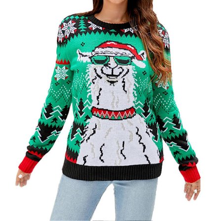 Julegensere Komfortable Rundhals Lange Ermer Julegensere Avslappede Julegenser for Kvinner A1044 Alpaca Julegenser