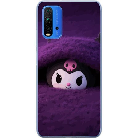 Kompatibel Mobilcover til Xiaomi Redmi Note 9 4G Kuromi i et lilla luftigt miljø med en mystisk kawaii-design.