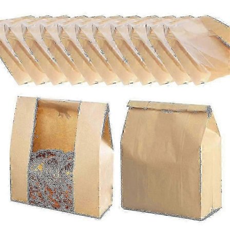 25 st Bröd Påsar Papper Bageri Påse Med Fönster För Surdegsbröd