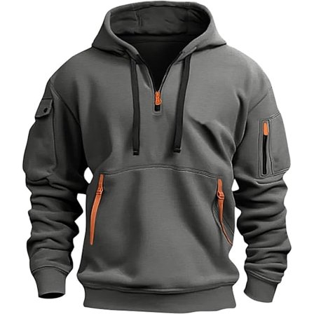 Hettegensere for menn Kvart Glidelås Pullover Taktisk Genser Vintage Lang Erme Casual Mote Hettegenser Med Lommer