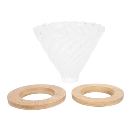 Håndfilter i glass for kaffe med trebase - Tilbehør til kaffetrakter - Til hjem og kontor