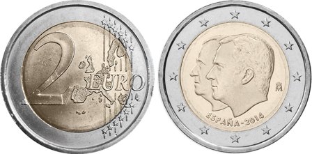 Spanien 2014 - Tronskifte - 2 euro mønt