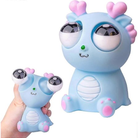 ZENGO Squeeze Drage Pop Ud Øjne Legetøj, Øjenpoppende Drage Stress Relief Squeezy Legetøj til Julefødselsdagsgave Festartikler, Blå