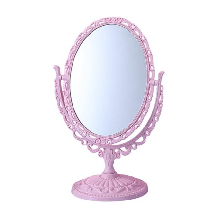 Makeupspejl til skrivebord Retro Europæisk til bordplade Soveværelse Skrivebord Hjerte Beige Oval Pink Andet
