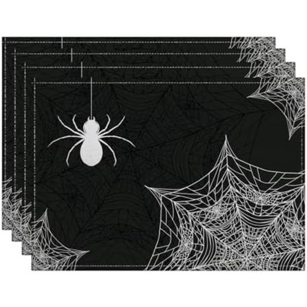 Halloween-paikka-alustat, 4 kpl, h m h kinseitit harmaa, 12 x 18 tuumaa, syksyn p yt paikka-alustat, vedenpit v t ja pest v t