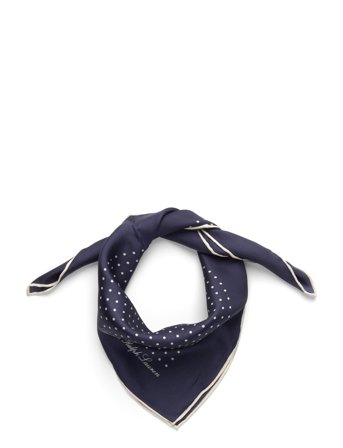 Lauren Ralph Lauren Polka-Dot Silk Twill Square Scarf - Navy - ONE SIZE