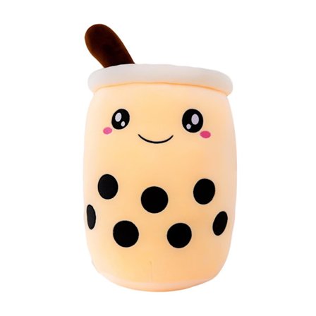 Boba plysjleker skinnende øyne boblemelk tekopp dukke maskot leker for barn, 10" lys brun Boba