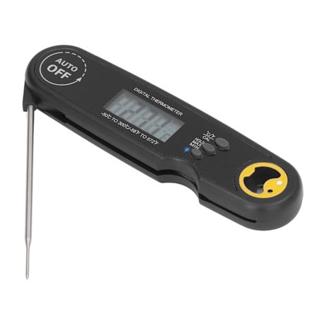 Sammenleggbart vanntett svart kjøtttermometer for rask måling av grilltemperatur
