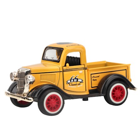 Legeringsbil Leksak Pickup Truck Modell Diecast Leksak Ljud Ljus Bil Fordonsleksaker (Gul)