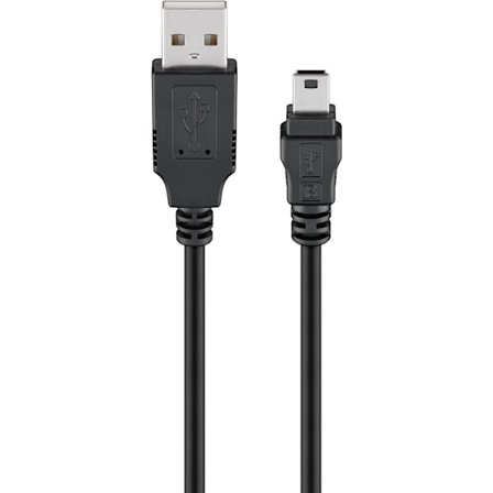 USB-A til Mini-B kabel, 1,8 m, sort