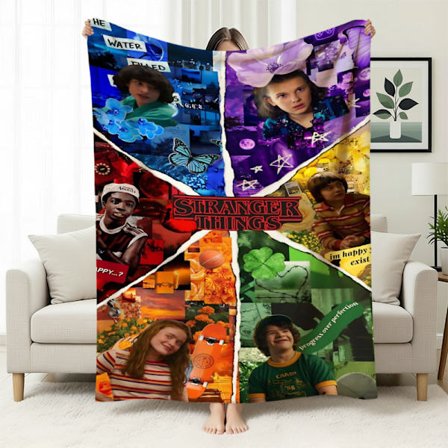 Stranger Things 5 Fleecefodrad Varm Filt, Stranger Things-tema Filt för Tupplurar, Flanellfilt, Specialtillverkad